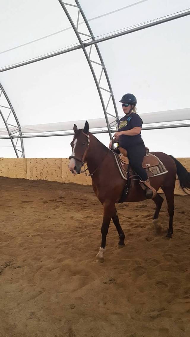 rachael riding in arena first time